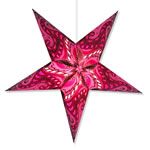 Paper star lamp with blue monstera design.