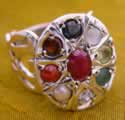 9 Stone silver ring