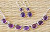 Oval bezel stone and silver necklace