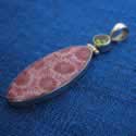 Coral and Stone Pendant in Silver