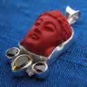 Cinnabar Buddha Head Pendant