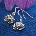 silver lotus earrings