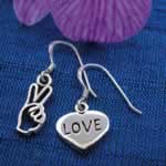 peace love silver earrings