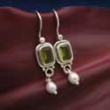 Peridot and Pearl Drop Earrings