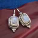 Rainbow Moonstone Rectangle Earrings